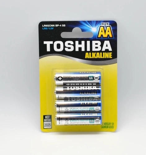 Baterii Alkaline R6 AA Toshiba – Set de 4 Bucăți pentru Dispozitive Electronice, Jucării și Telecomenzi