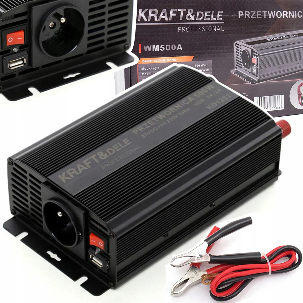 Convertor pentru curent auto Kraft&Dele KD1252, 12V, 220V