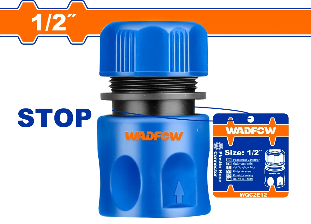 Conector rapid pentru furtun Wadfow, 1/2", ABS, functie de oprire apei