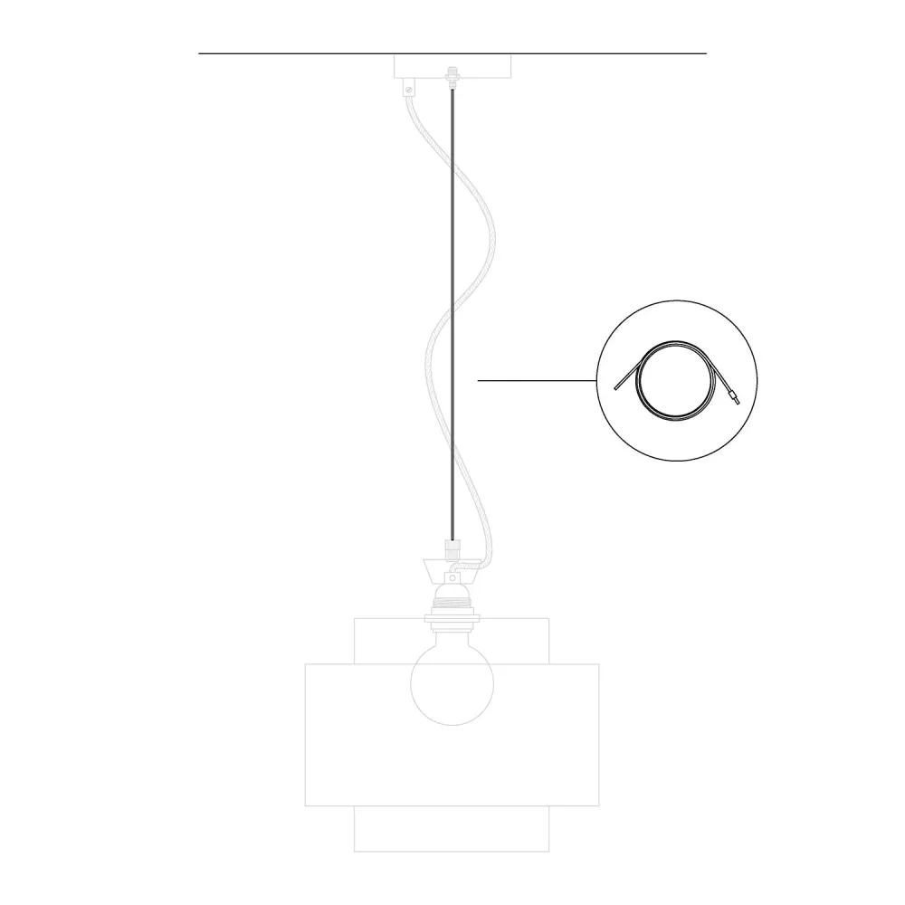 Cablu tirant din oțel de 3 metri cu sferă de blocare pentru suspensii - Ø 1,5 mm (Sarcină 25 kg)