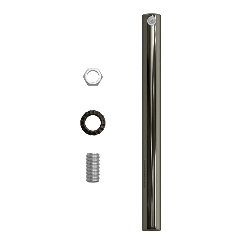 Dispozitiv cilindric pentru cabluri din metal, lungime 15 cm, complet cu tijă, piuliță și șaibă - Negru perlă