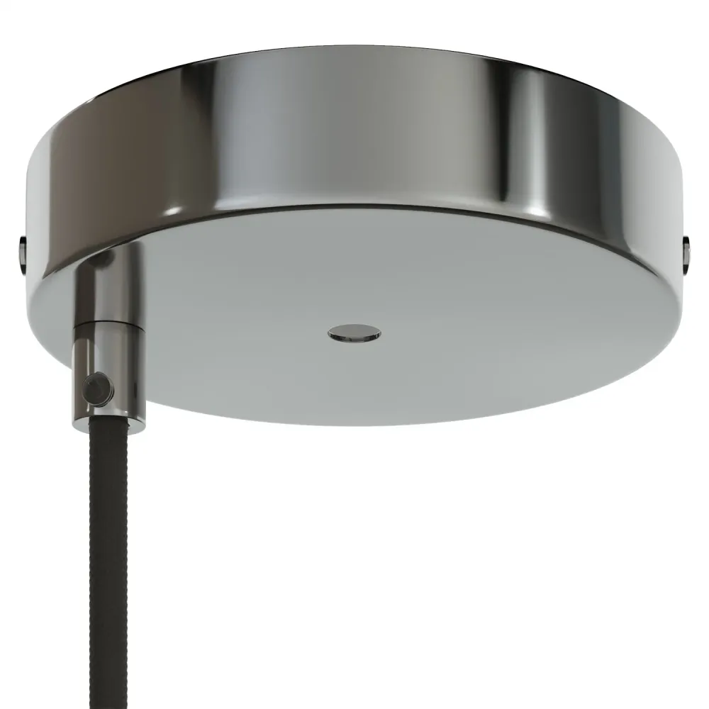 Kit Rozetă de tavan cilindrică din metal Ø 120 mm cu 2 găuri centrale și decentrate - Crom