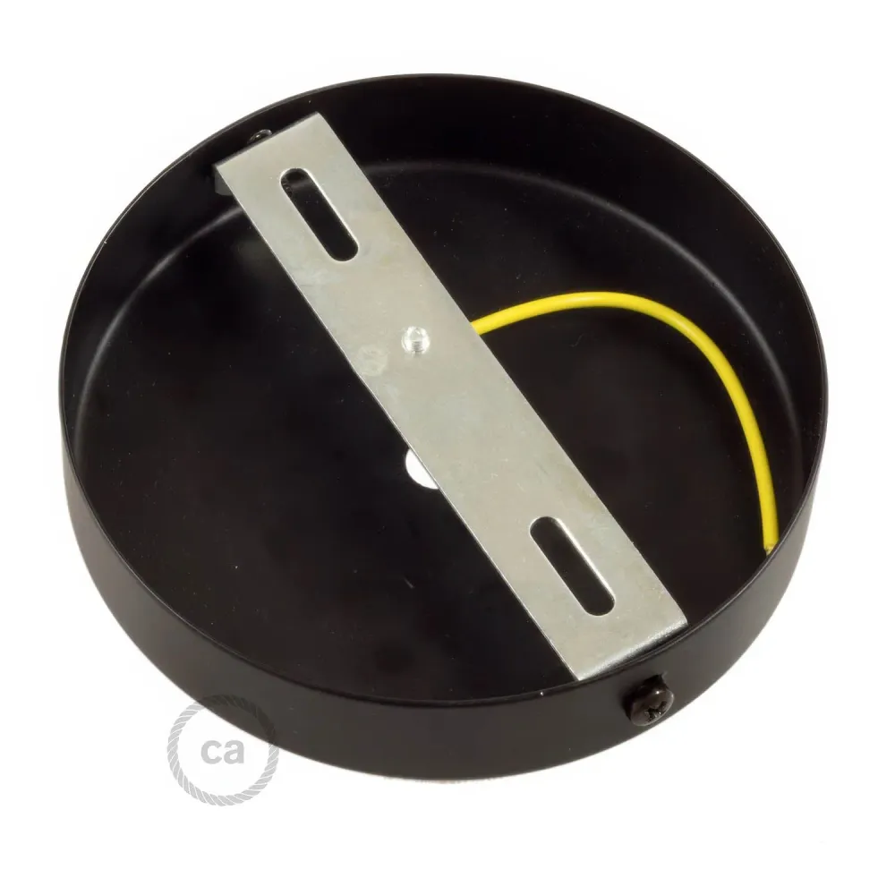 Kit rozetă de tavan cilindrică din metal cu pentru cabluri de 7 cm - Negru