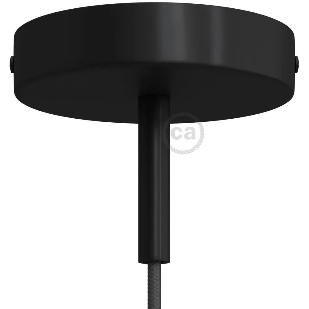 Kit rozetă de tavan cilindrică din metal cu pentru cabluri de 7 cm - Negru