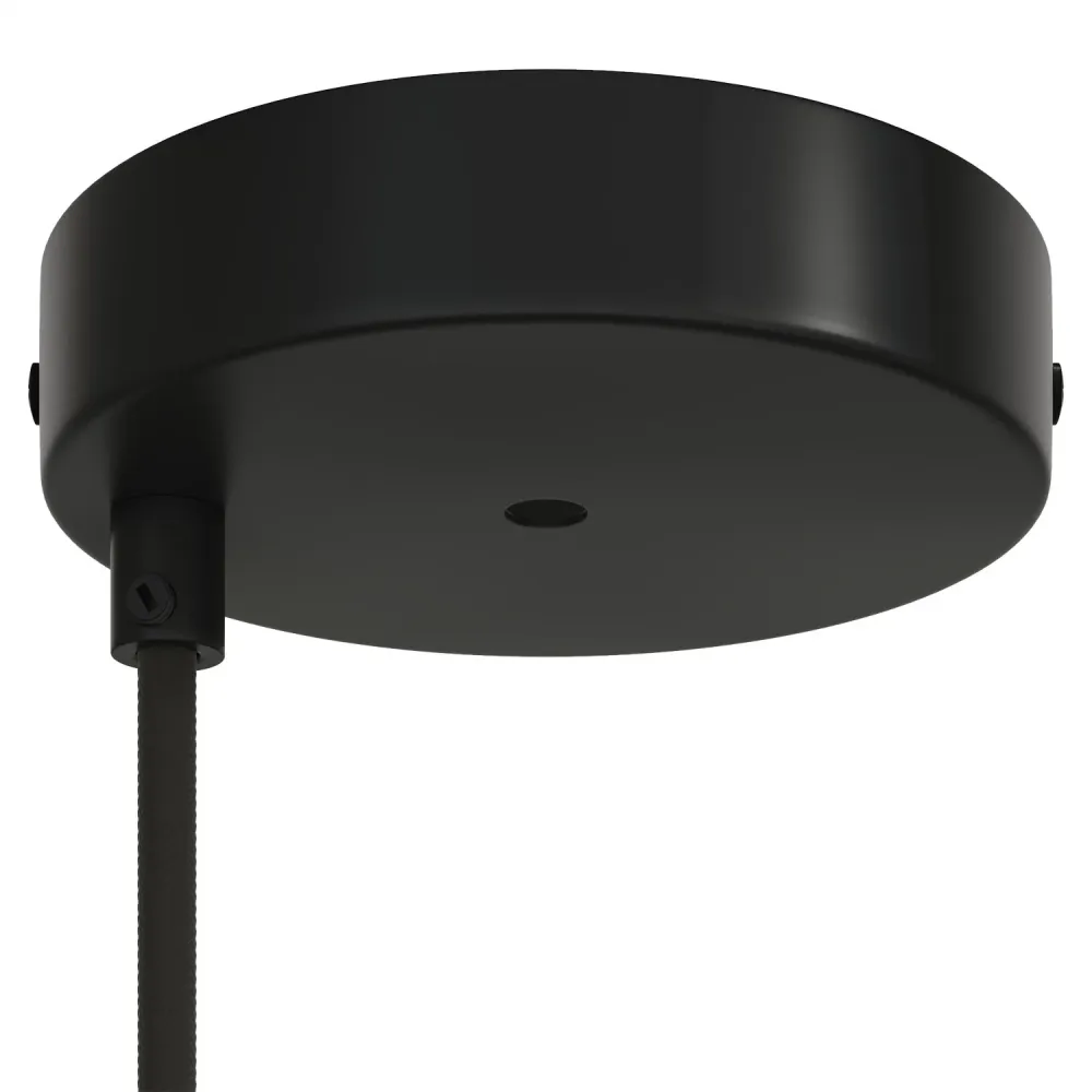 Kit Rozetă de tavan cilindrică din metal Ø 120 mm cu 2 găuri, centrală și decalat - Negru Mat