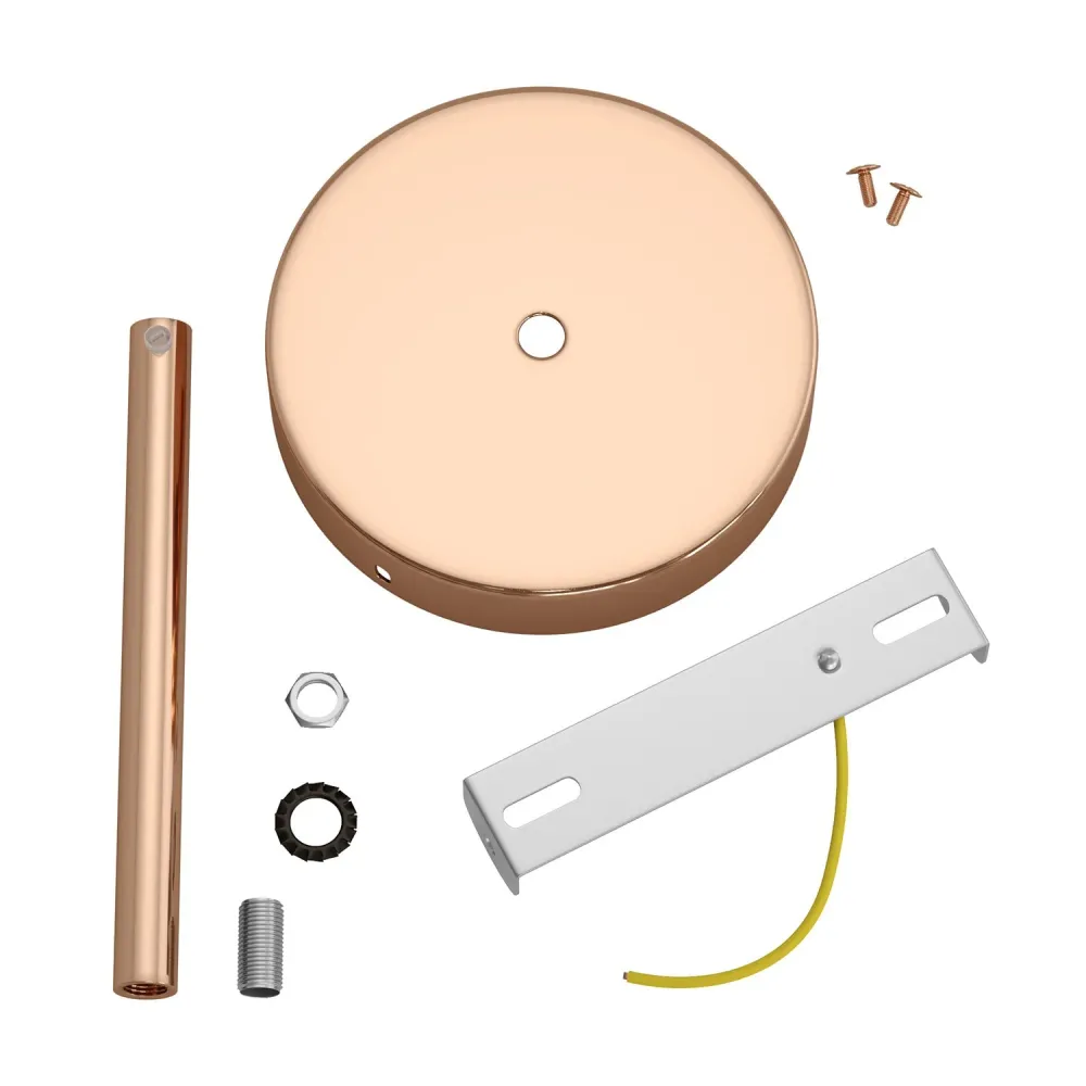 Kit rozetă de tavan cilindrică din metal cu pentru cabluri de 15 cm - Cupru