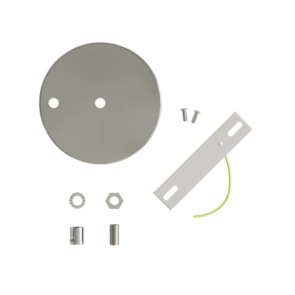 Kit Rozetă de tavan cilindrică din metal Ø 120 mm cu 2 găuri centrale și decentrate - Crom