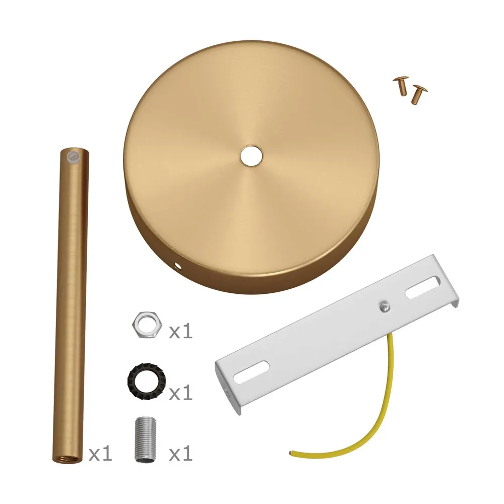 Kit rozetă de tavan cilindrică din metal cu pentru cabluri de 15 cm - Bronz satinat