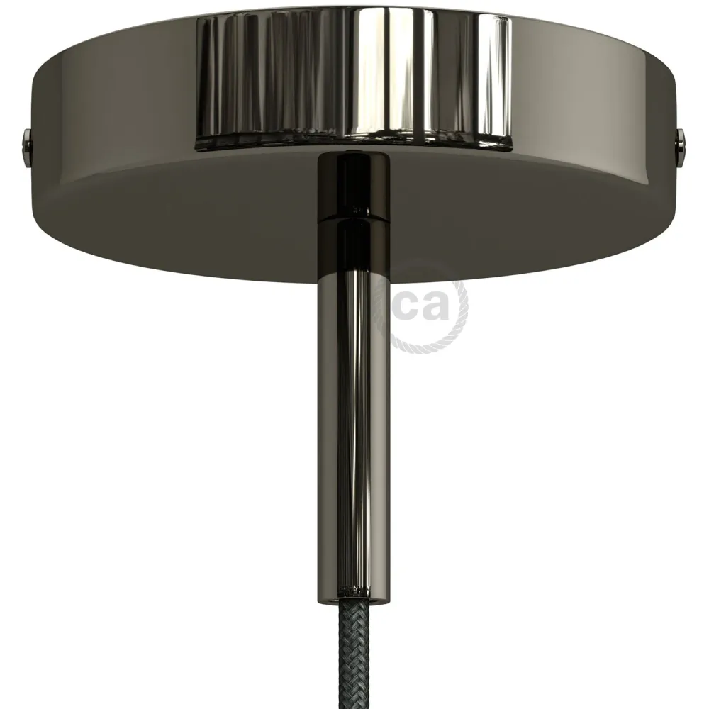 Kit rozetă de tavan cilindrică din metal cu pentru cabluri de 7 cm - Negru perla