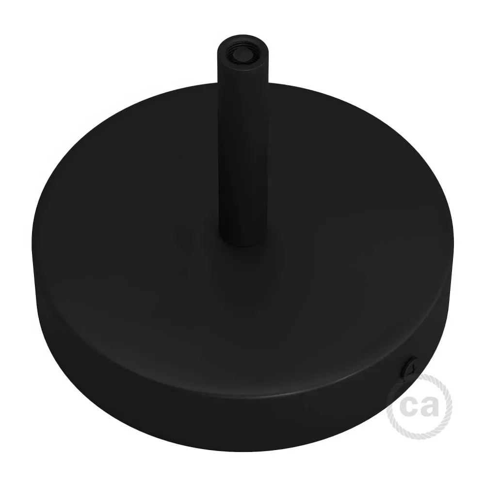Kit rozetă de tavan cilindrică din metal cu pentru cabluri de 7 cm - Negru