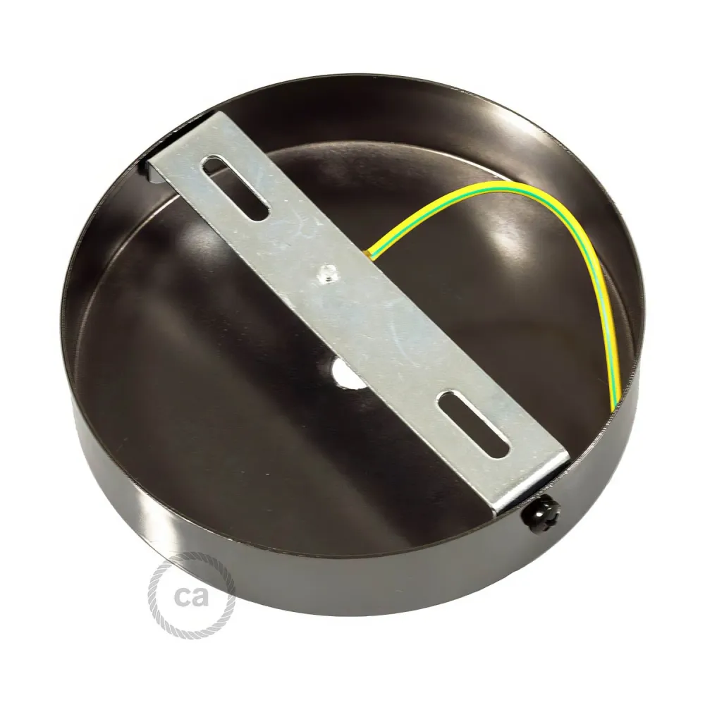 Kit rozetă de tavan cilindrică din metal cu pentru cabluri de 7 cm - Negru perla