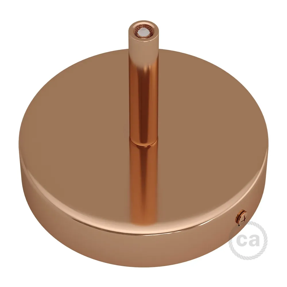 Kit rozetă de tavan cilindrică din metal cu sistem pentru cabluri de 7 cm - Cupru