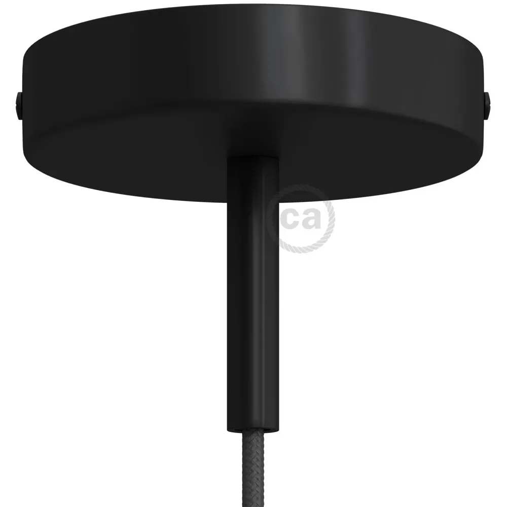 Kit rozetă de tavan cilindrică din metal cu pentru cabluri de 7 cm - Negru