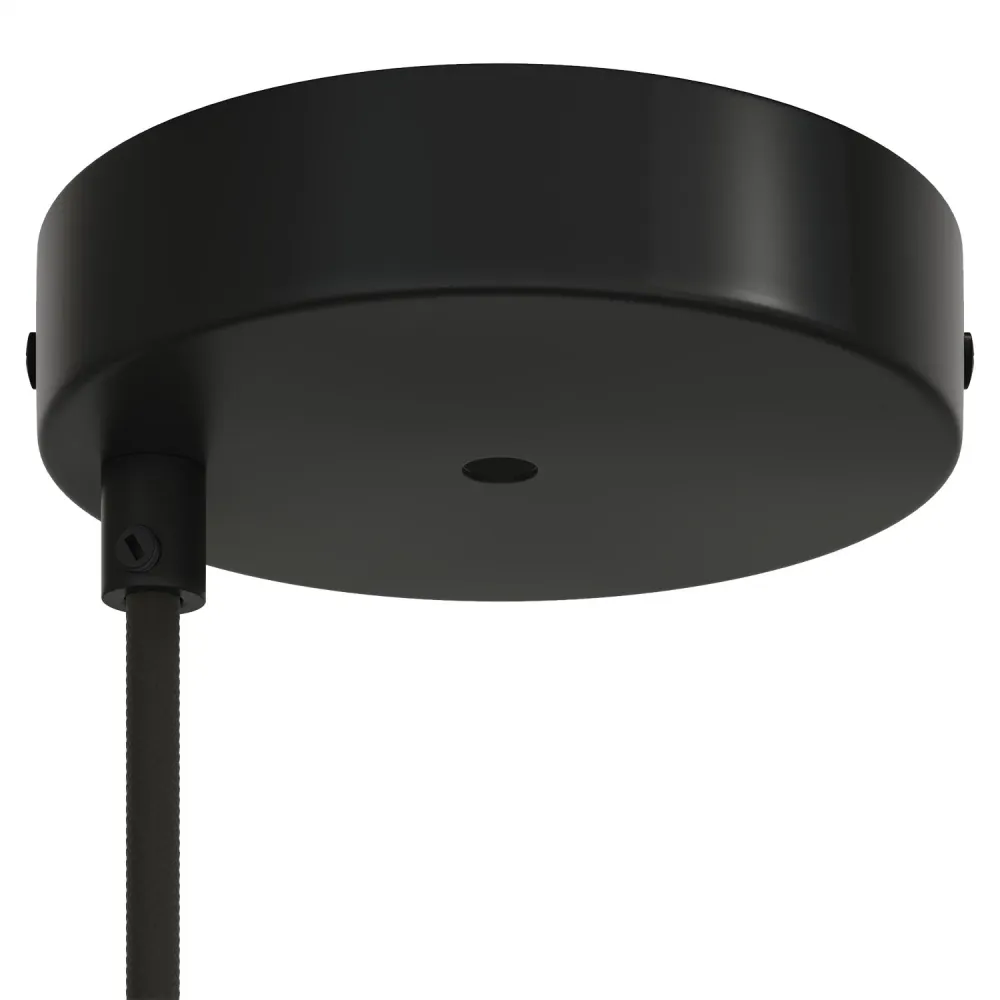 Kit Rozetă de tavan cilindrică din metal Ø 120 mm cu 2 găuri, centrală și decalat - Negru Mat