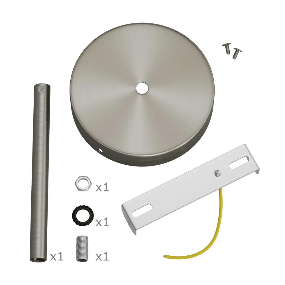 Kit rozetă de tavan cilindrică din metal cu pentru cabluri de 15 cm - Titan satinat