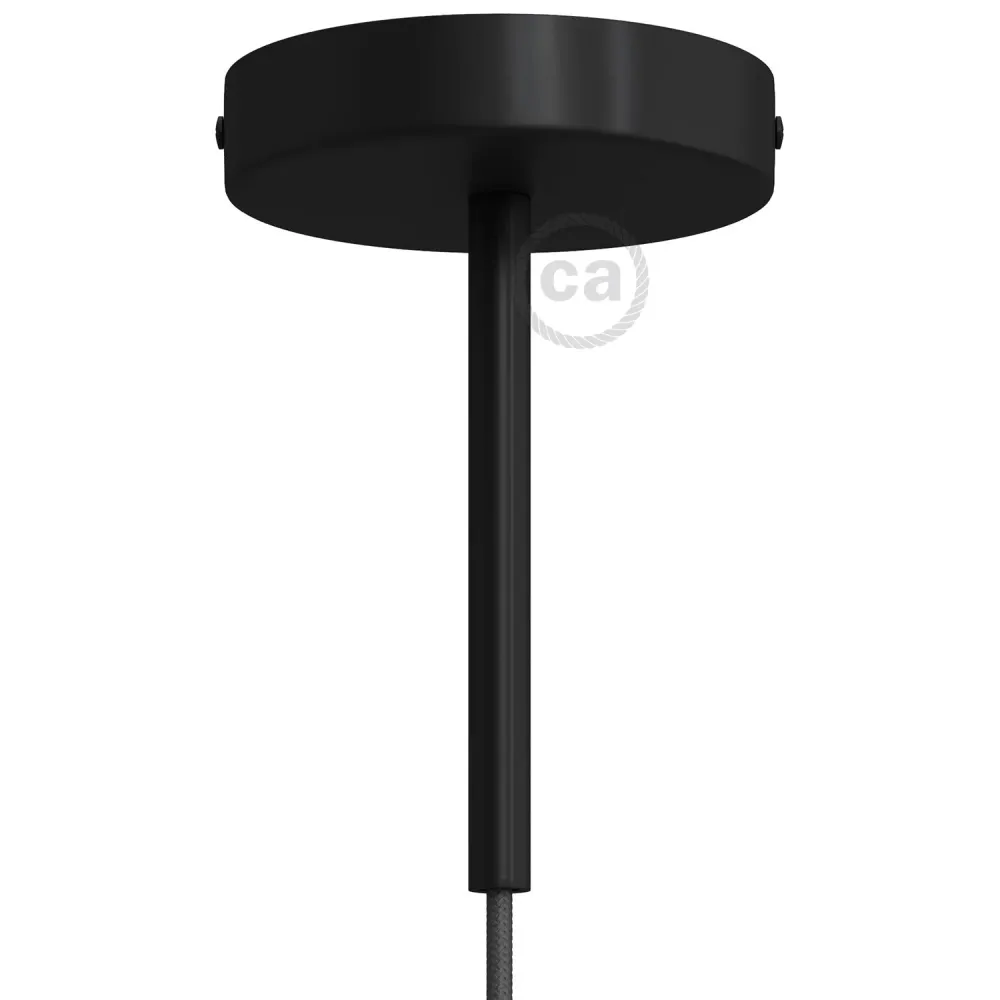 Kit rozetă de tavan cilindrică din metal cu pentru cabluri de 15 cm - Negru