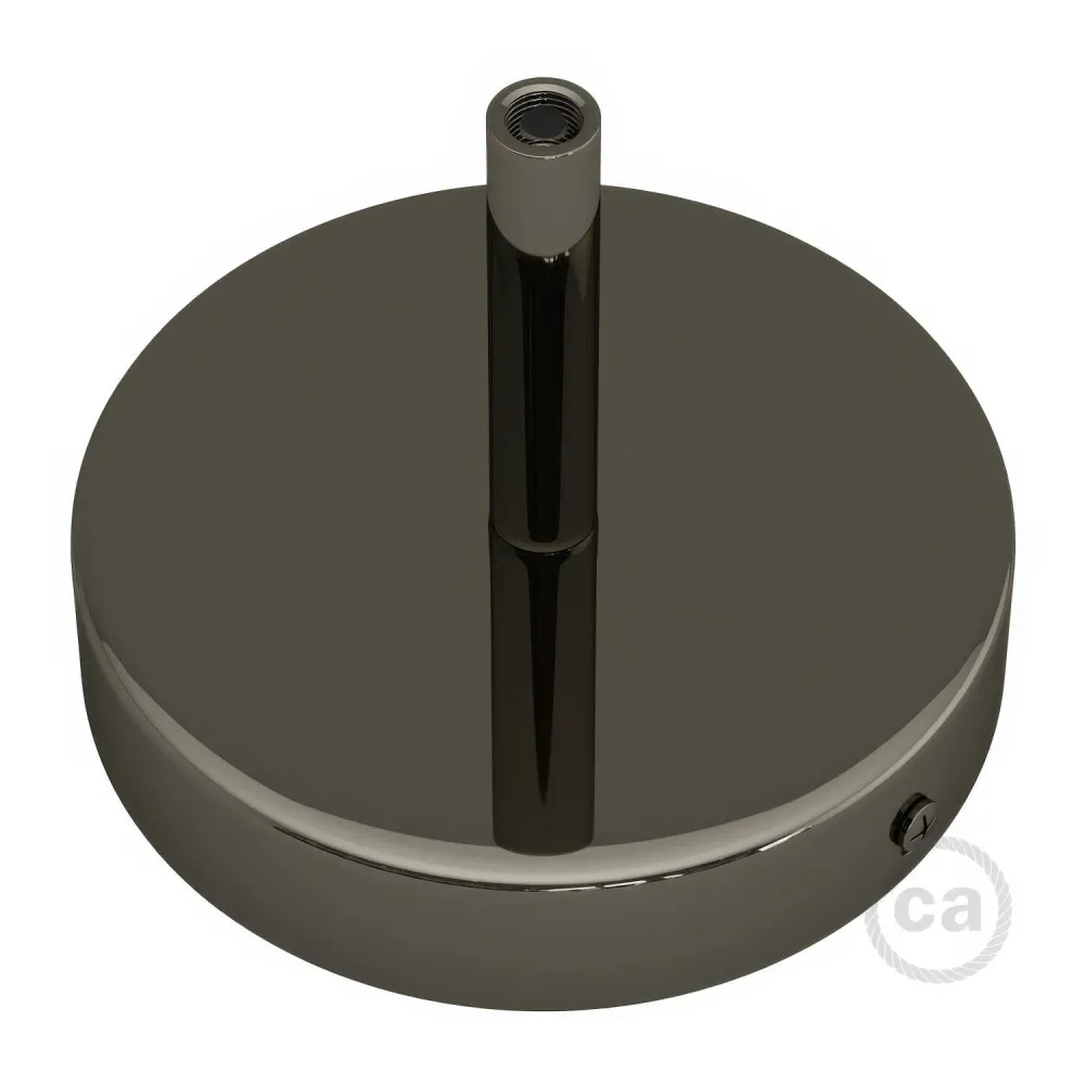 Kit rozetă de tavan cilindrică din metal cu pentru cabluri de 7 cm - Negru perla