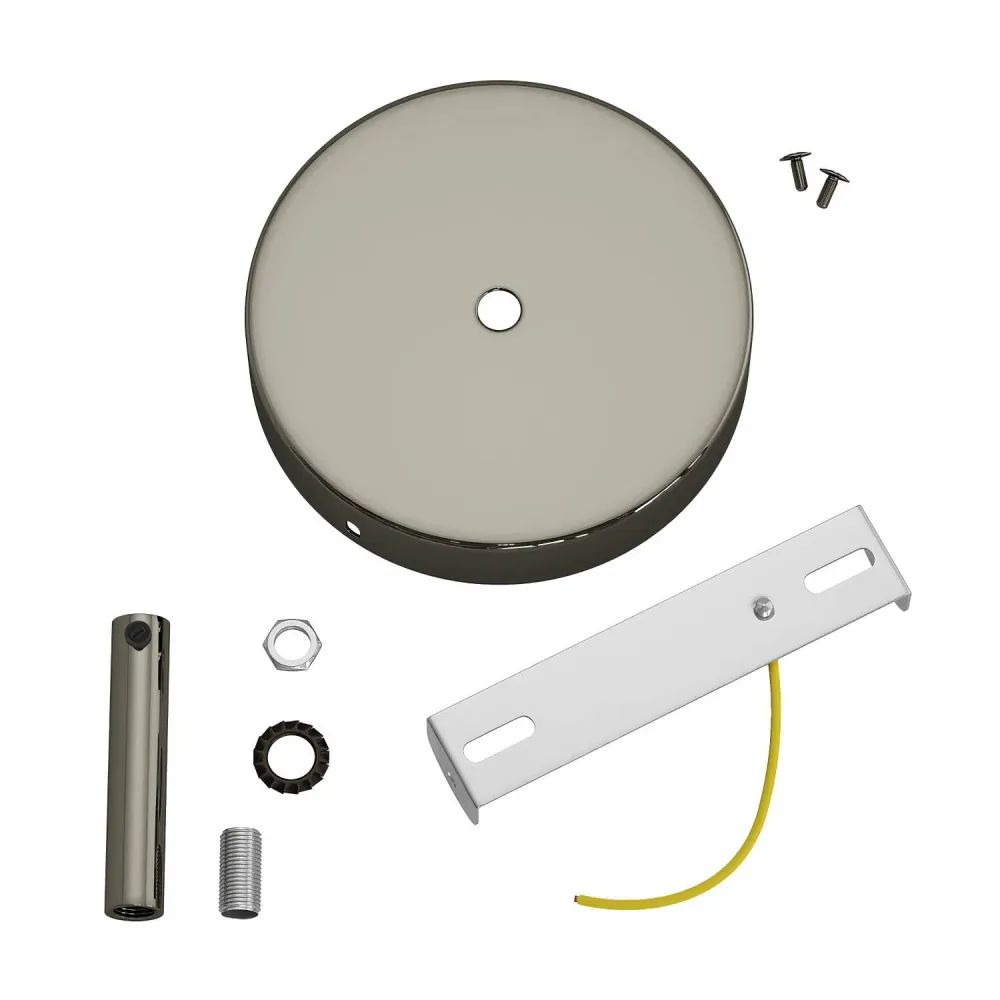 Kit rozetă de tavan cilindrică din metal cu pentru cabluri de 7 cm - Negru perla