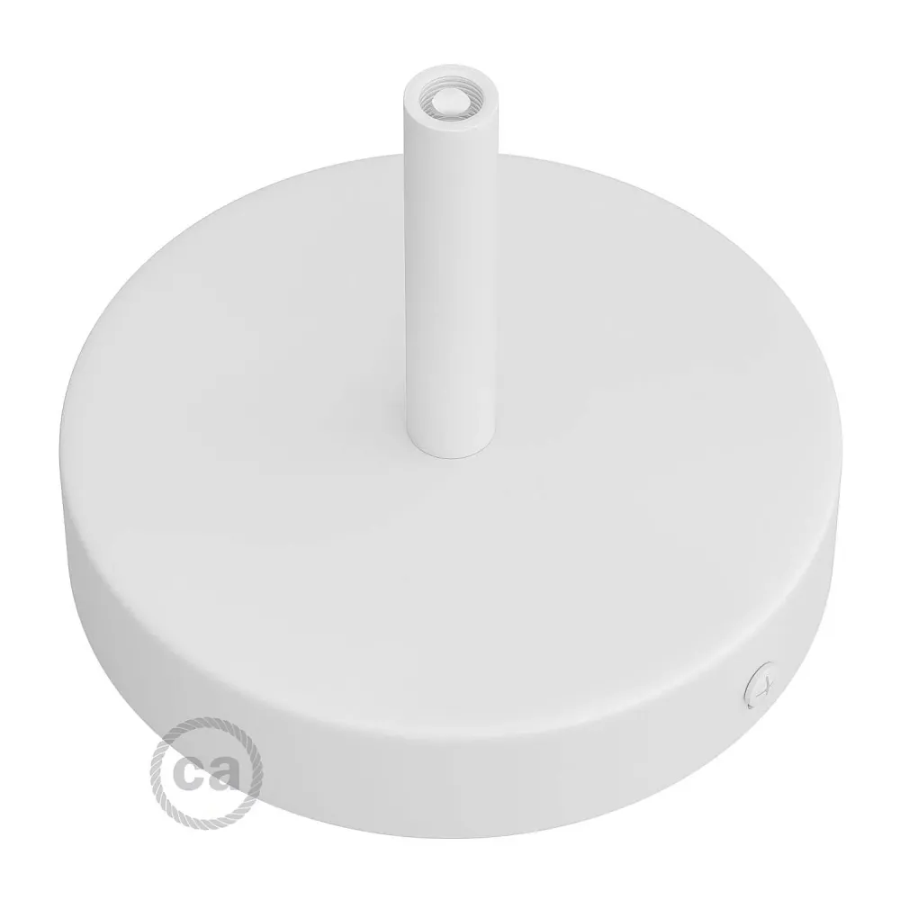 Kit rozetă de tavan cilindrică din metal cu sistem pentru cabluri de 7 cm - Alb mat