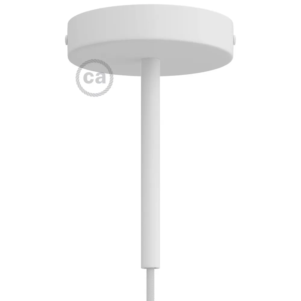 Kit rozetă de tavan cilindrică din metal cu pentru cabluri de 15 cm - Alb mat