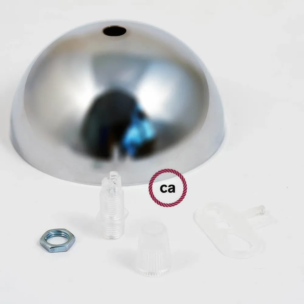 Kit rozetă de tavan semisferică din metal vopsit - Crom