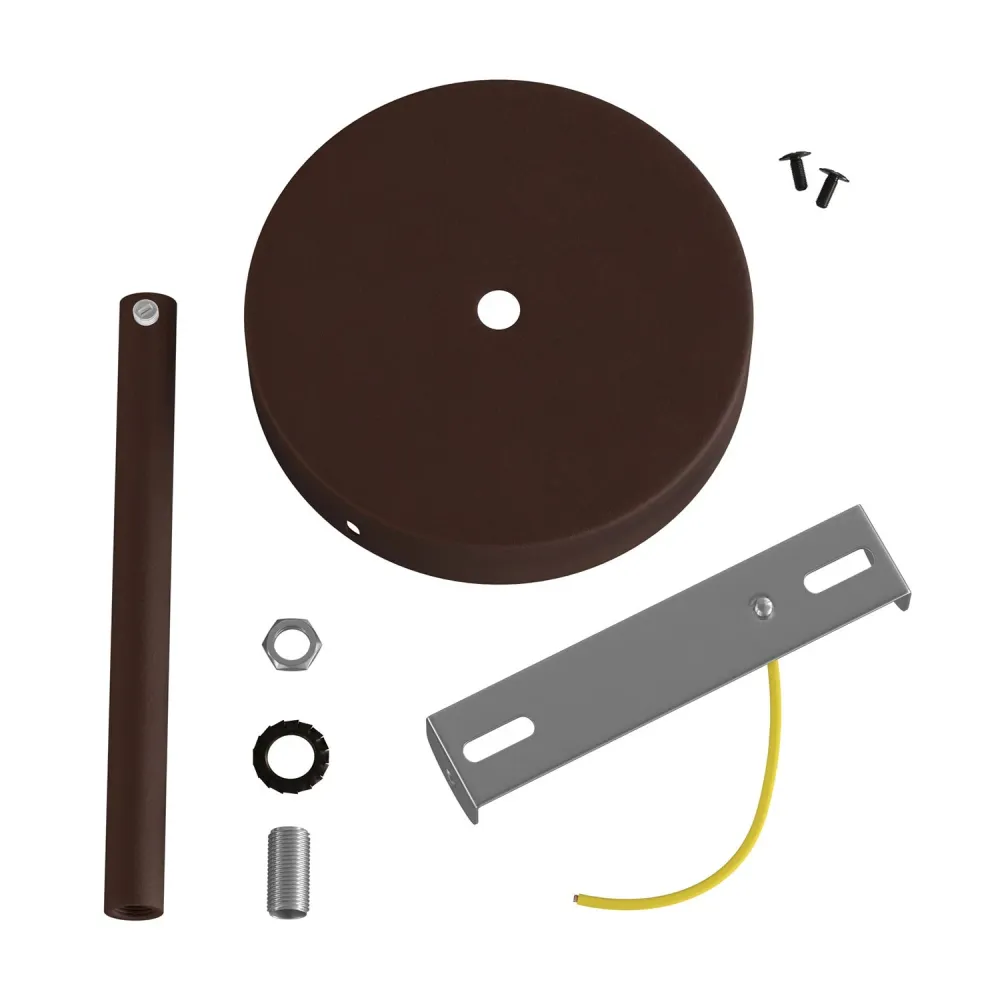 Kit rozeta de tavan cilindrică din metal cu pentru cabluri de 15 cm - Rugină închisă vopsită