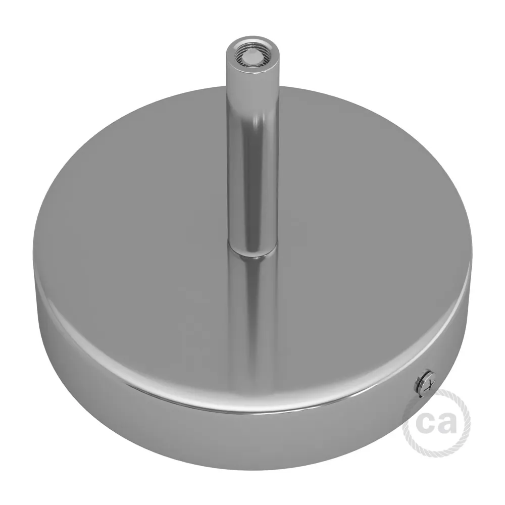 Kit rozeta de tavan cilindrică din metal cu pentru cabluri de 7 cm - Crom