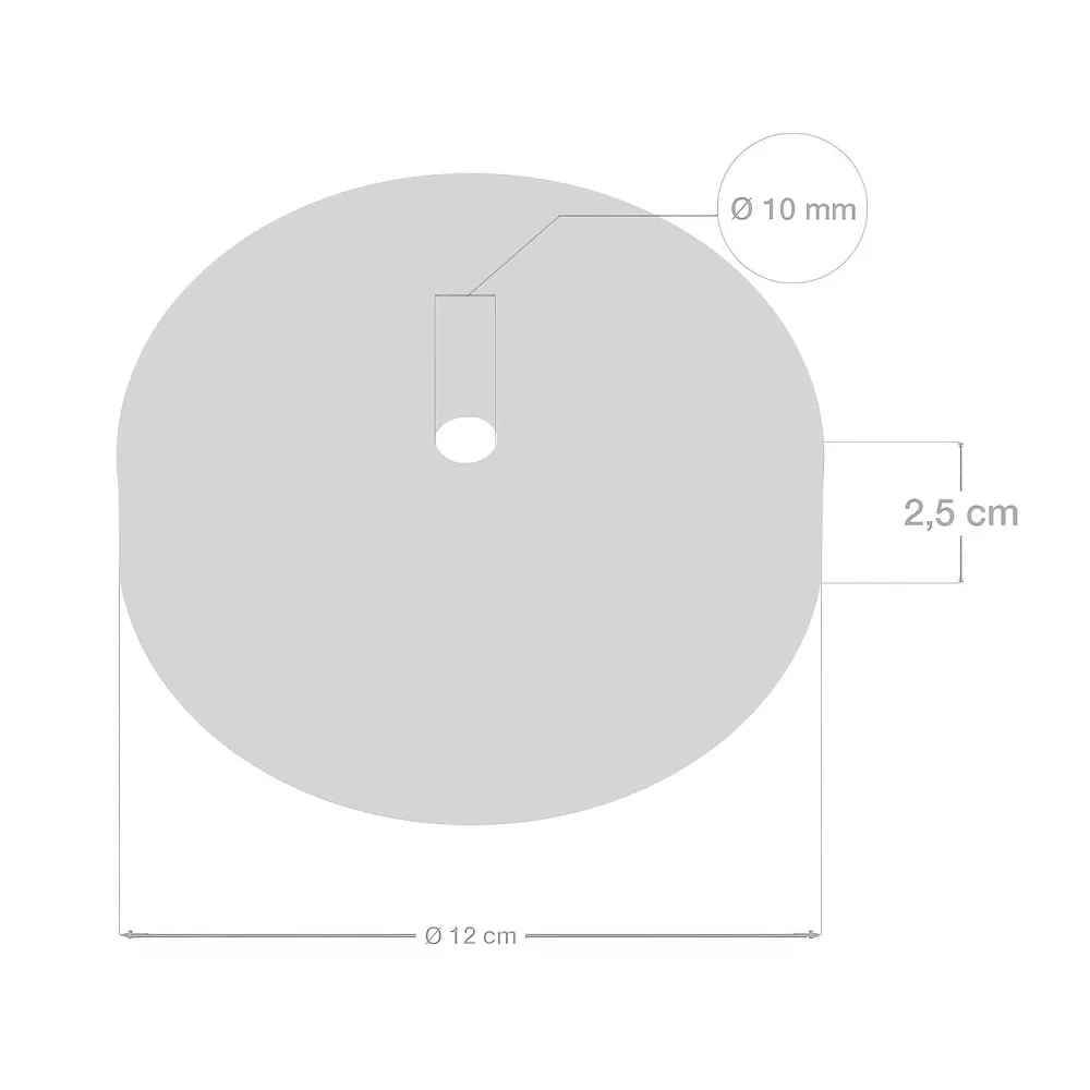 Kit rozeta de tavan cilindrică din metal cu pentru cabluri de 7 cm - Crom