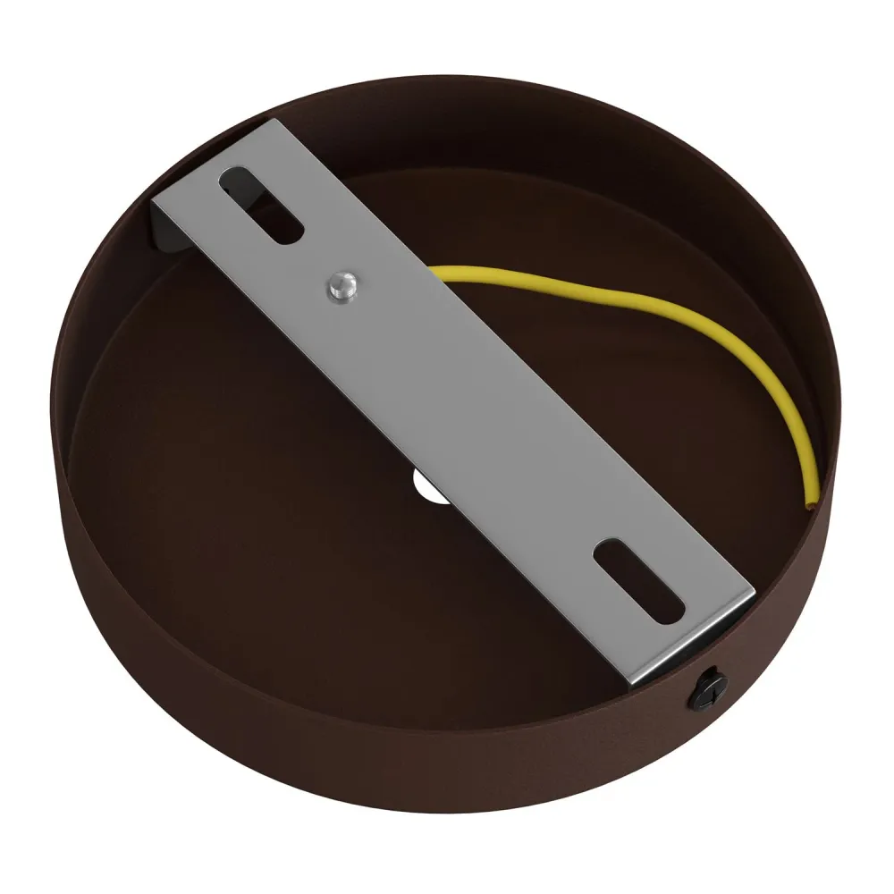 Kit rozeta de tavan cilindrică din metal cu pentru cabluri de 7 cm - Rugină închisă vopsită