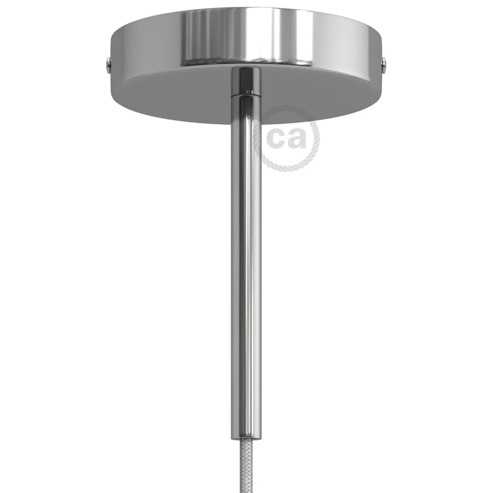 Kit rozeta de tavan cilindrică din metal cu pentru cabluri de 15 cm - Crom
