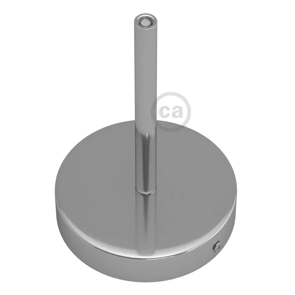 Kit rozeta de tavan cilindrică din metal cu pentru cabluri de 15 cm - Crom