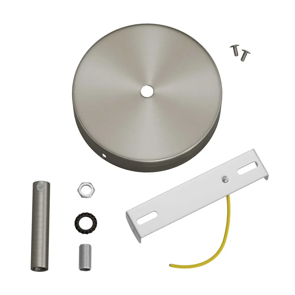 Kit rozeta de tavan cilindrică din metal cu pentru cabluri de 7 cm - Titan satinat