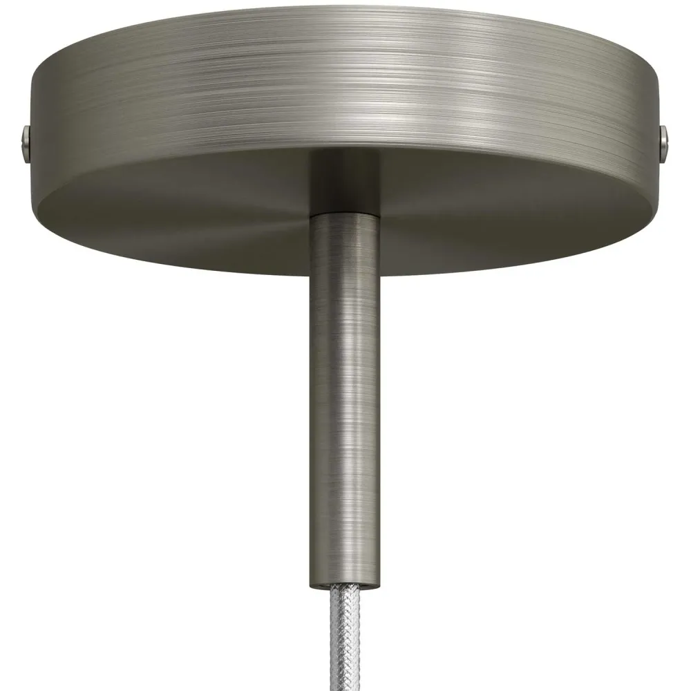 Kit rozeta de tavan cilindrică din metal cu pentru cabluri de 7 cm - Titan satinat