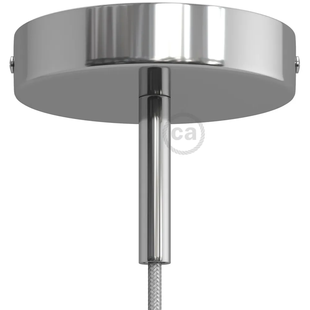 Kit rozeta de tavan cilindrică din metal cu pentru cabluri de 7 cm - Crom