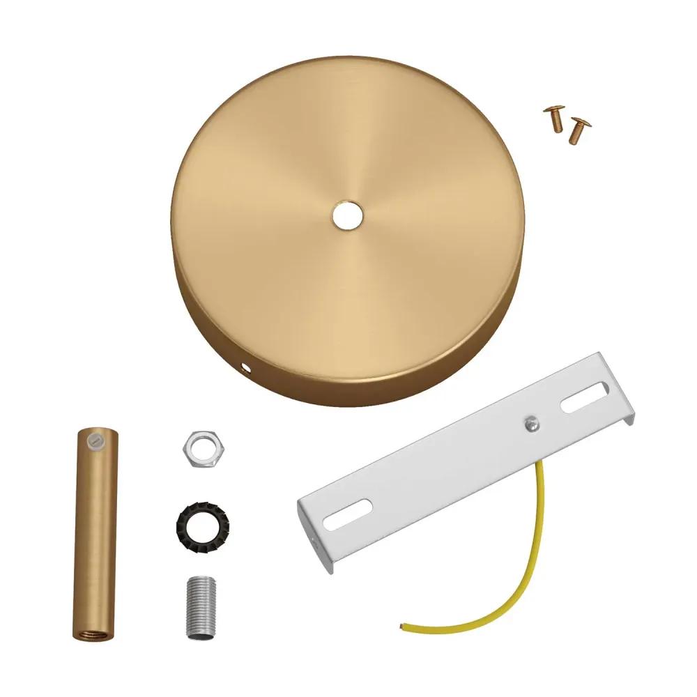 Kit rozeta de tavan cilindrică din metal cu pentru cabluri de 7 cm - Bronz satinat