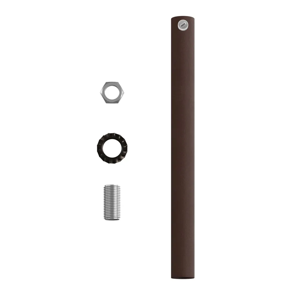 Pentru cabluri cilindric din metal, lungime 15 cm, complet cu tijă, piuliță și șaibă - Rugină închisă vopsită