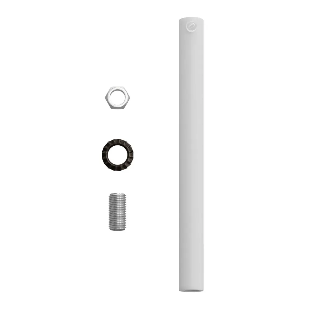 Pentru cabluri cilindric din metal, lungime 15 cm, complet cu tijă, piuliță și șaibă - Alb