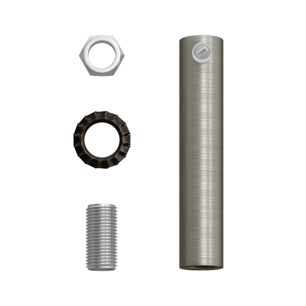 Pentru cabluri cilindric din metal lungime 7 cm complet cu tijă, piuliță și șaibă - Titan satinat