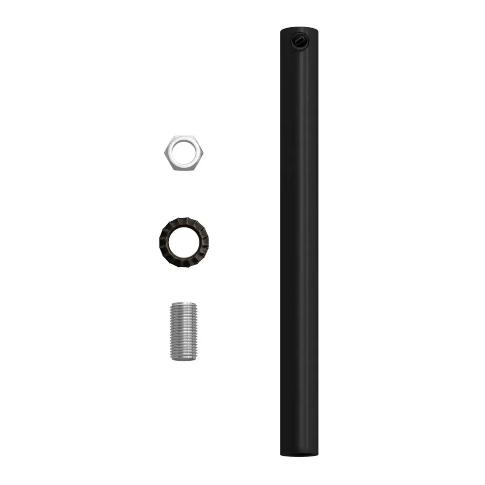 Pentru cabluri cilindric din metal, lungime 15 cm, complet cu tijă, piuliță și şaibă - Negru