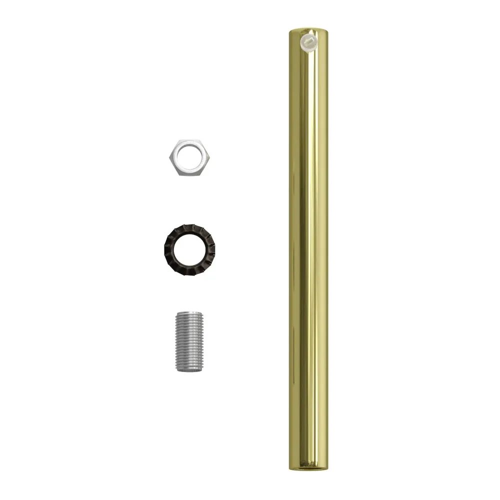 Sistem cilindric pentru cabluri din metal, lungime 15 cm, complet cu tijă, piuliță și șaibă - Alamă