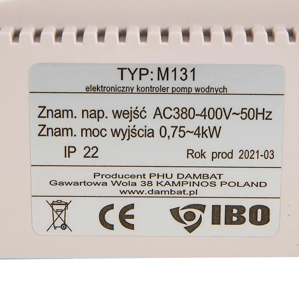 Panou comanda inteligent cu senzori nivel IBO Dambat M131, 0.75kW - 4kW, 380V, trifazat, pentru pompa apa, profesional
