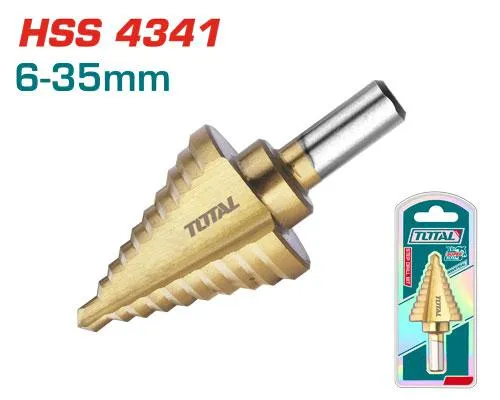 Burghiu trepte TOTAL 6–35 mm, HSS 4341, finisaj titan, pentru metal