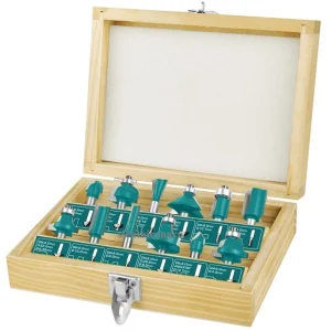 Set 12 buc. freze lemn pentru freza electrica TOTAL, tija 8 mm - Resigilat