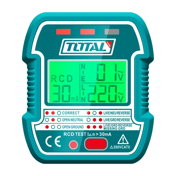 Stecher tester TOTAL VDE, ecran LCD, 90–250V, test RCD si prize
