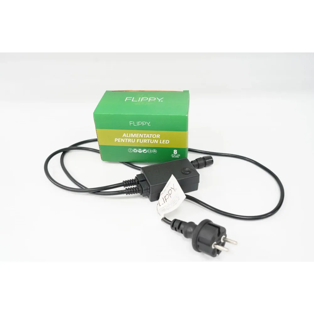 Alimentator furtun luminos, rezista pana la 50 m, Vivimall, 8 jocuri de lumini, fir negru