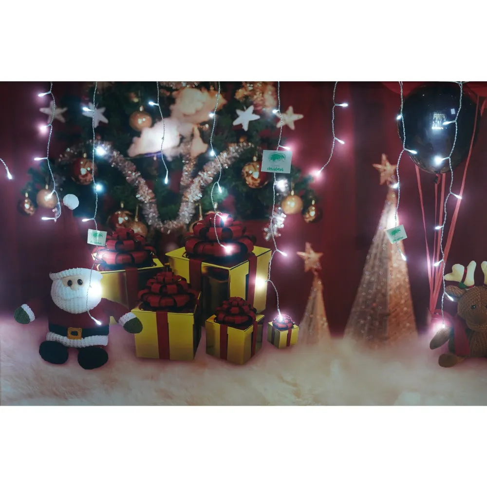 Instalatie de Craciun Vivimall® Tip Turturi, 8 jocuri de lumini Sectiune 3 m, 96 LED-uri, Interconectabila, Fir Transparen...