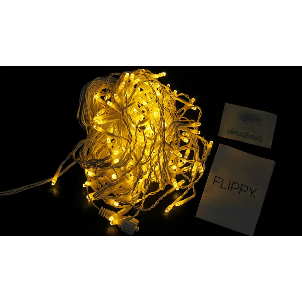 Sectiune de Craciun Vivimall® Tip Turturi, 8 jocuri de lumini Sectiu 5 m, 143 LED-uri, Interconectabila, Fir Alb, Alb Cald