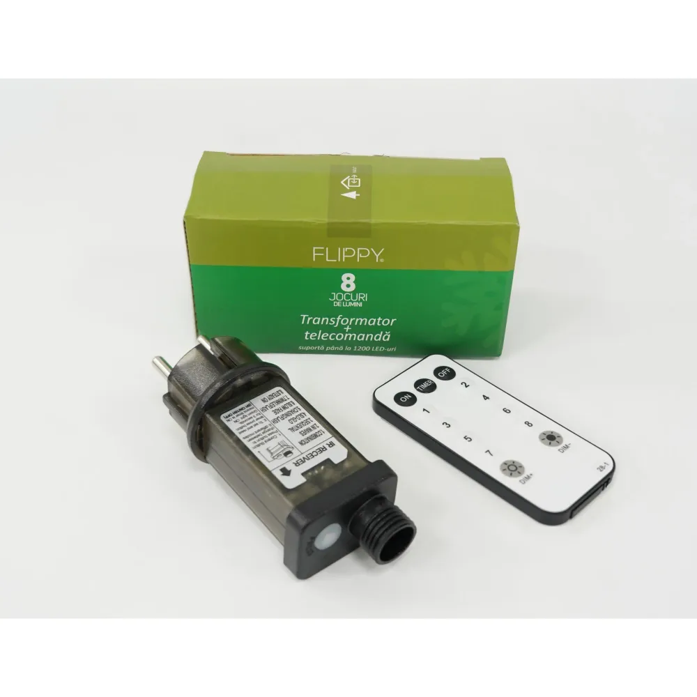 Transformator cu telecomanda, Vivimall, 8 jocuri de lumini, 31 v, negru, 9W
