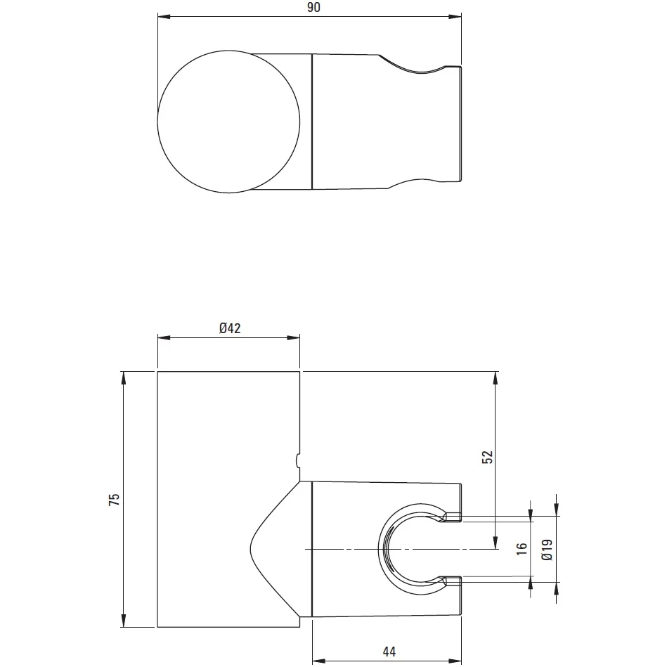 Deante Round Suport fix para de dus, crom