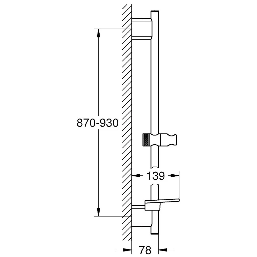 Grohe Rainshower SmartActive Bara de dus 90 cm si savoniera, aspect inox (supersteel)